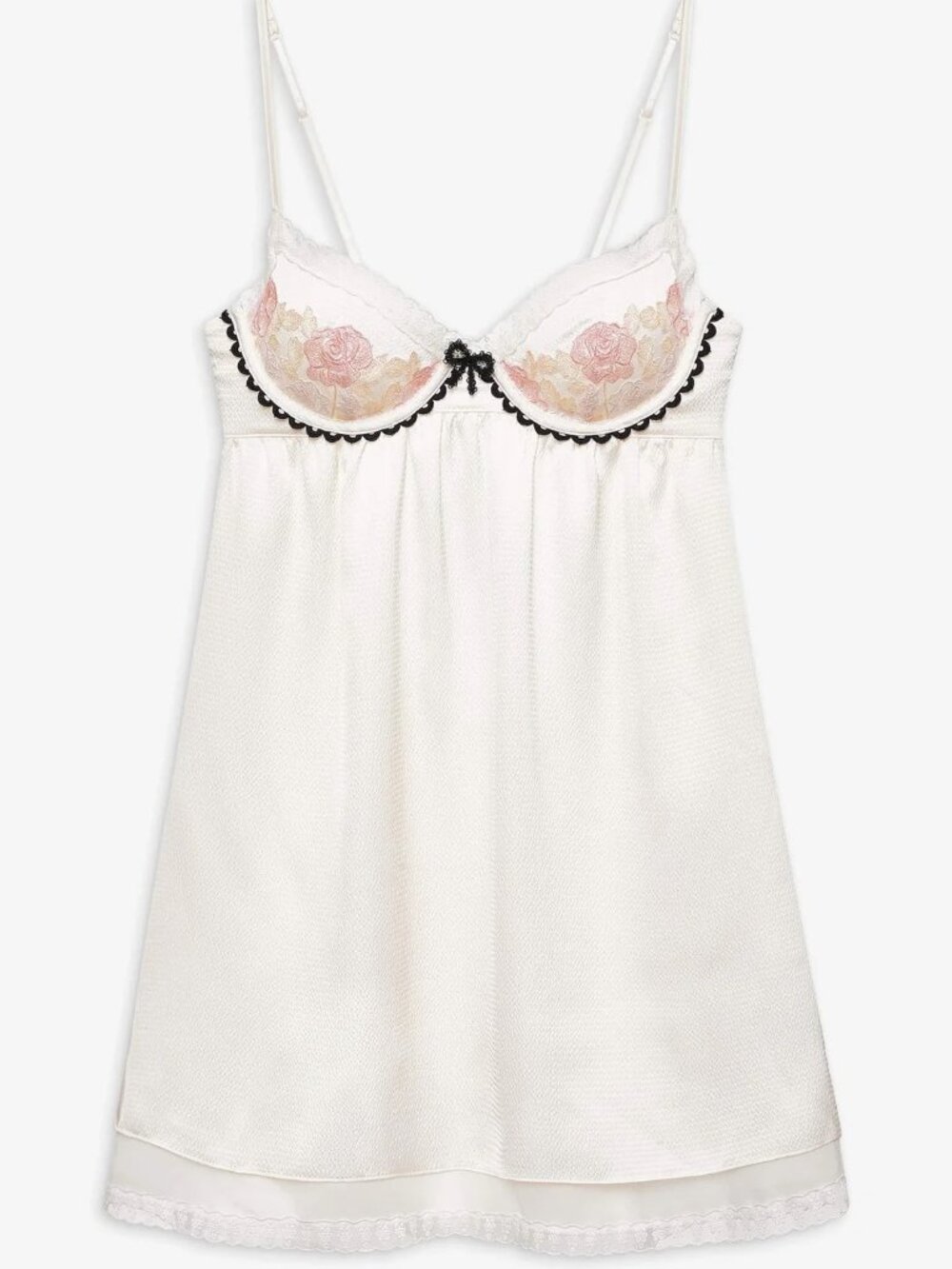 For Love & Lemons Evie Floral Embroidery Slip Dress | Ivory / White | M | NWT